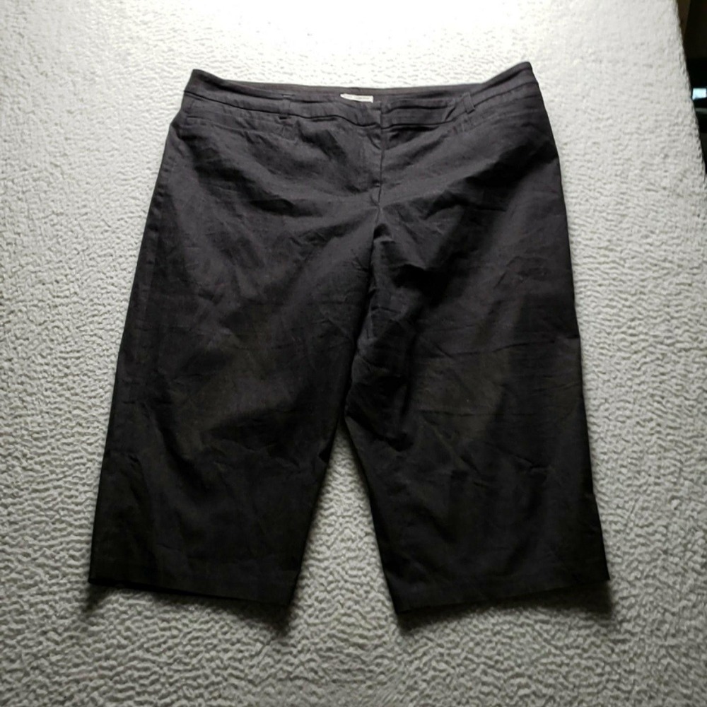 Dalia Collection Bermuda Shorts Womens 22W Black Twill Stretch Flat Front Casual